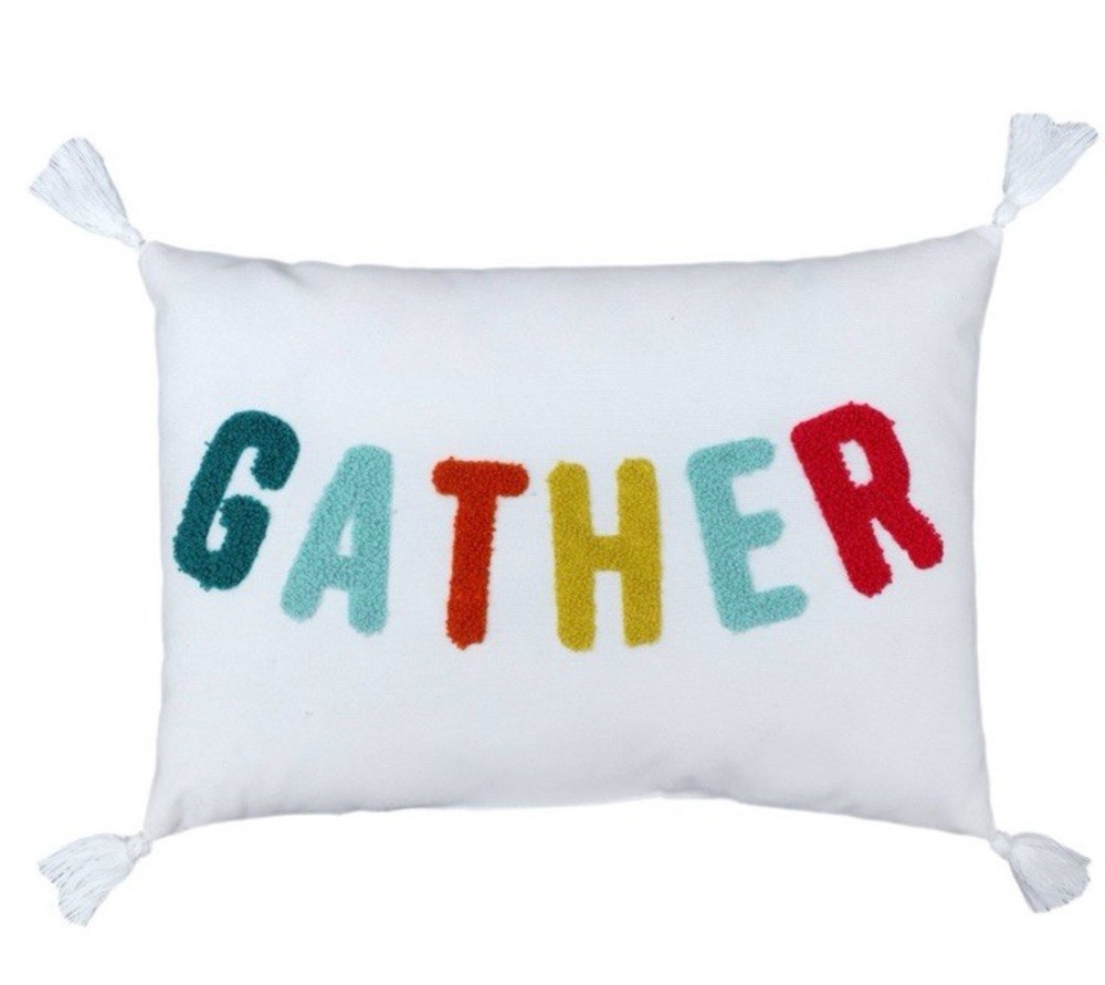 GATHER Lumbar Pillow White & Multicolor 14x10 inches